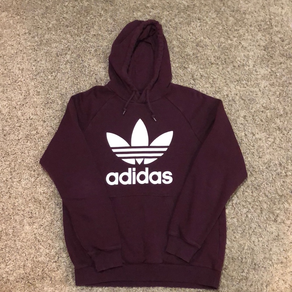 Men’s Adidas Trifoil Hoodie Sweatshirt Maroon SzLg